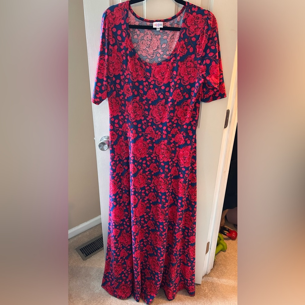 LuLaRoe Pink and Blue Floral Dress